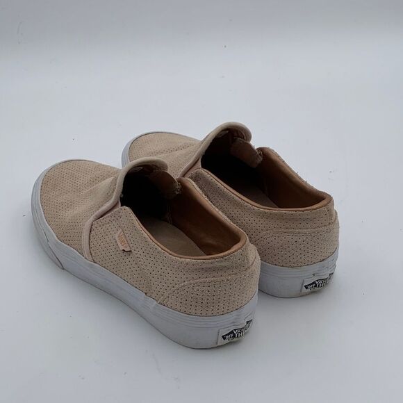 Vans woman’s dusty rose pink Perforated Slip-On Suede leather shoes size 7.5 - Picture 5 of 10